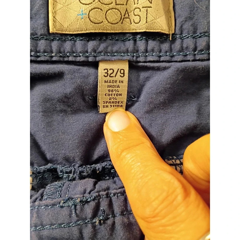 Ocean + Coast Shorts Mens 32 Blue Chino 9 Inseam Lightweight‎ Stretch Casual